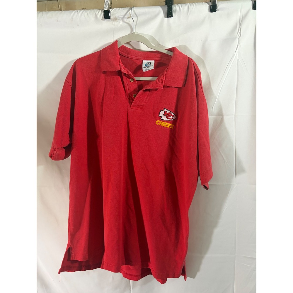 Dynasty Kansas City Chiefs Polo Mens XL Red Embroidered Logo Cotton - Picture 3 of 8